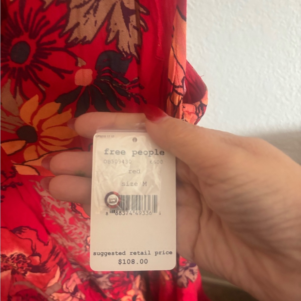 NWT Free People Red Floral Dress - Picture 4 of 5